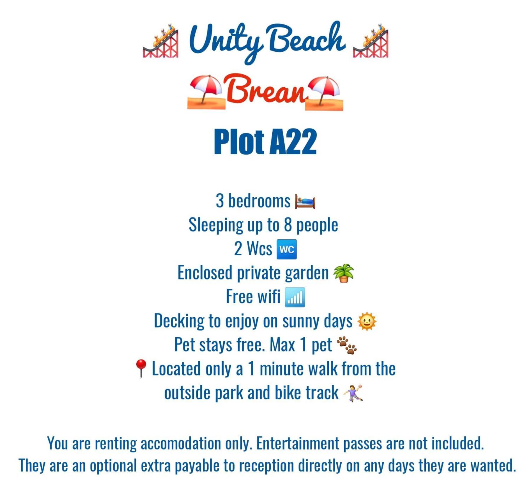 A22 Unity Beach Holiday Resort Unity Brean Sleeps 8 People 3 Bedrooms 1 Pet Stays Free Berrow エクステリア 写真